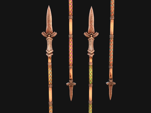 Medieval Wooden Spear Rack Weaponry Armory Set 3D Model