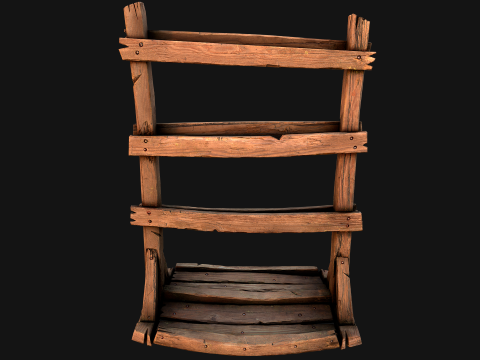 Medieval Wooden Spear Rack Weaponry Armory Set 3D Model