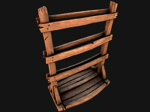 Medieval Wooden Spear Rack Weaponry Armory Set 3D Model