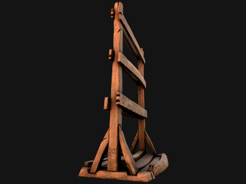 Medieval Wooden Spear Rack Weaponry Armory Set 3D Model