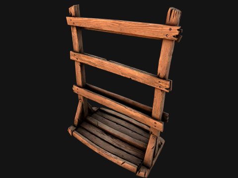 Medieval Wooden Spear Rack Weaponry Armory Set 3D Model