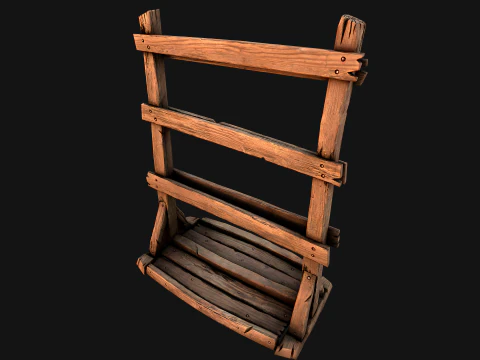 Medieval Wooden Spear Rack Weaponry Armory Set 3D Model