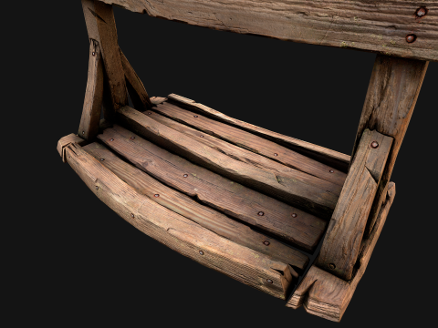 Medieval Wooden Spear Rack Weaponry Armory Set 3D Model