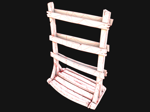 Medieval Wooden Spear Rack Weaponry Armory Set 3D Model