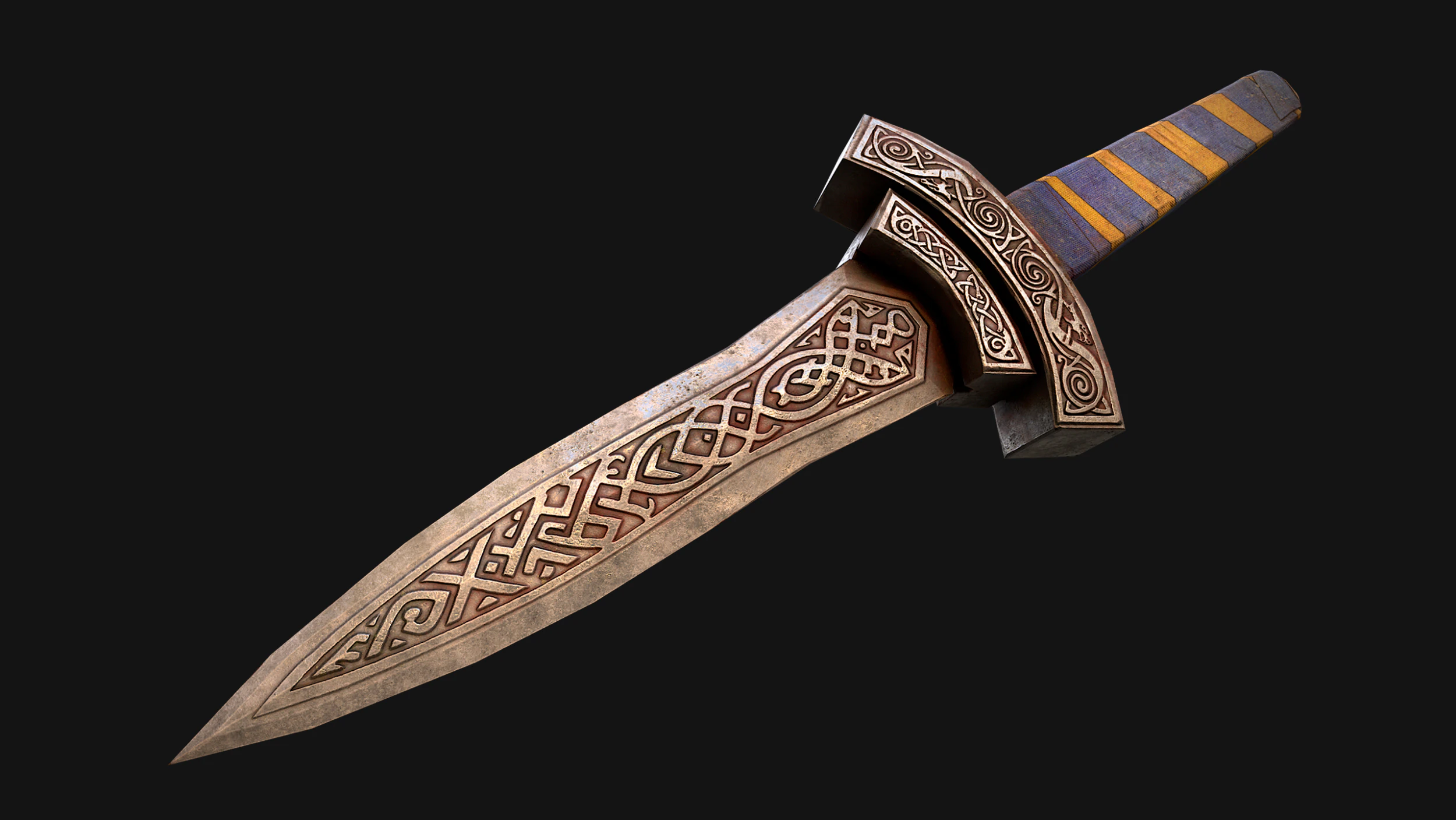 Medieval Dagger Short Sword Weapon 3D Model .c4d .max .obj .3ds .fbx .stl .blend