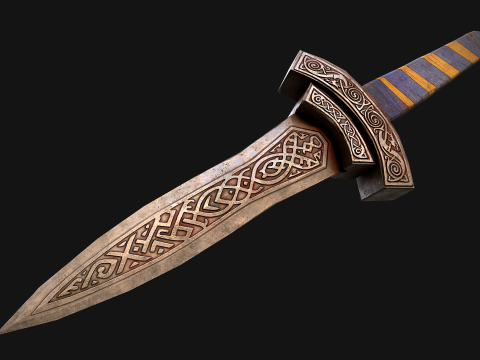 Середньовічний кинджал, короткий меч, зброя 3D Модель