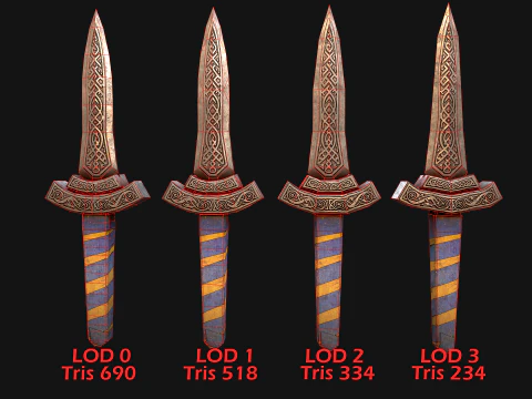Medieval Dagger Short Sword Weapon 3D Model