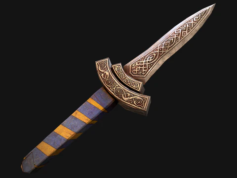 Medieval Dagger Short Sword Weapon 3D Model