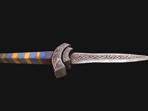 Medieval Dagger Short Sword Weapon 3D Model