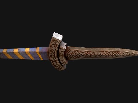 Medieval Dagger Short Sword Weapon 3D Model