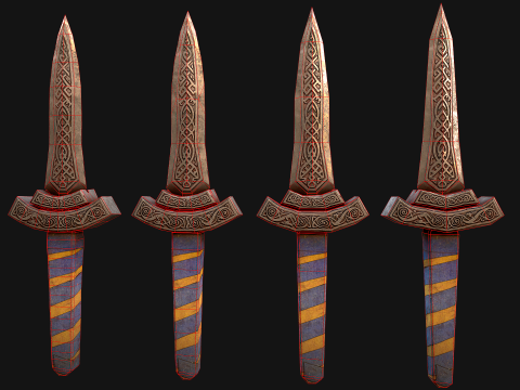 मध्यकालीन खंजर लघु तलवार हथियार 3D मॉडल