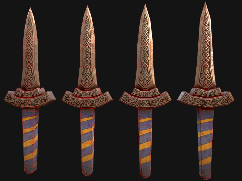 Medieval Dagger Short Sword Weapon 3D Model