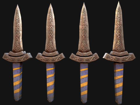 मध्यकालीन खंजर लघु तलवार हथियार 3D मॉडल