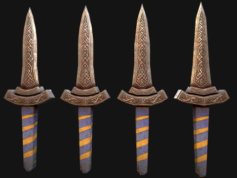 Medieval Dagger Short Sword Weapon 3D Model