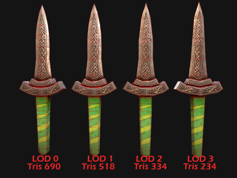 Średniowieczny Sztylet Miecz N&oacute;ż Rycerz Broń Model 3D