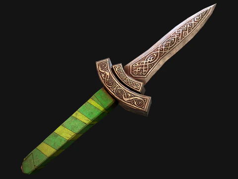 Medieval Dagger Sword Knife Knight Weapon 3D Model