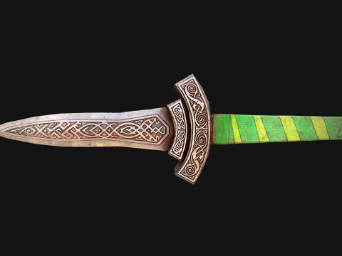 Średniowieczny Sztylet Miecz N&oacute;ż Rycerz Broń Model 3D