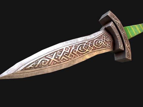 Średniowieczny Sztylet Miecz N&oacute;ż Rycerz Broń Model 3D