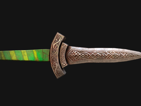 Średniowieczny Sztylet Miecz N&oacute;ż Rycerz Broń Model 3D