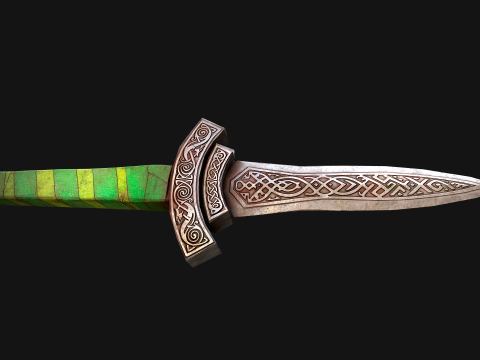 Średniowieczny Sztylet Miecz N&oacute;ż Rycerz Broń Model 3D