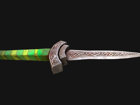 Średniowieczny Sztylet Miecz N&oacute;ż Rycerz Broń Model 3D