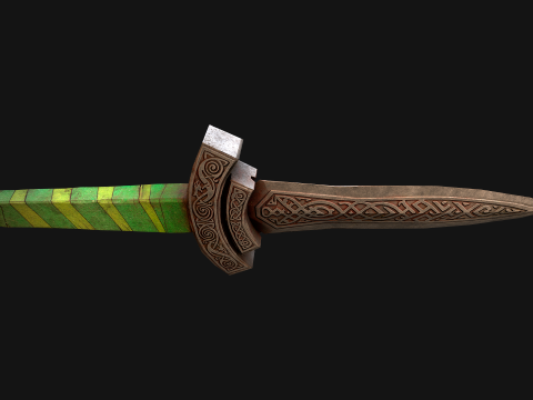 Średniowieczny Sztylet Miecz N&oacute;ż Rycerz Broń Model 3D