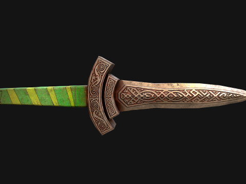 Średniowieczny Sztylet Miecz N&oacute;ż Rycerz Broń Model 3D