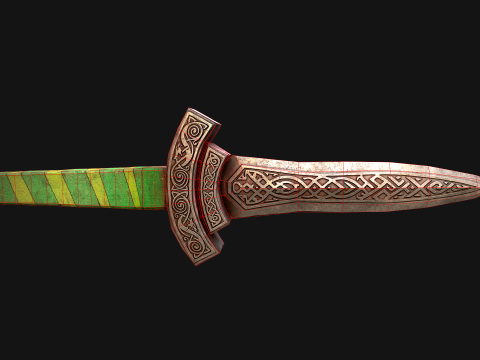 Średniowieczny Sztylet Miecz N&oacute;ż Rycerz Broń Model 3D