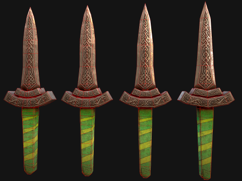 Średniowieczny Sztylet Miecz N&oacute;ż Rycerz Broń Model 3D