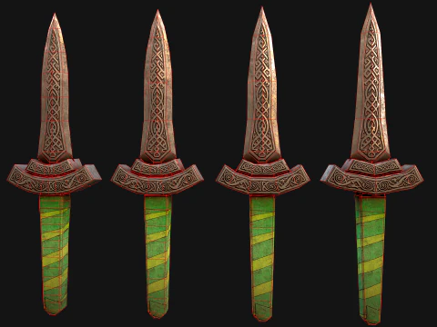 Medieval Dagger Sword Knife Knight Weapon 3D Model