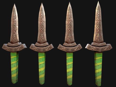 Średniowieczny Sztylet Miecz N&oacute;ż Rycerz Broń Model 3D