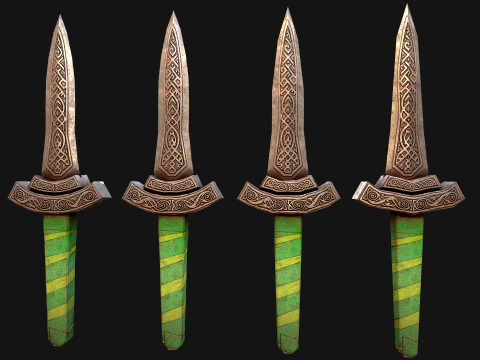 Medieval Dagger Sword Knife Knight Weapon 3D Model