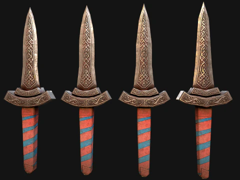 Medieval Dagger Sword Knife Robber Weapon 3D Model