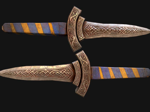 Set di armature per mobili medievali, porta armi, pugnale, coltello, spada Modello 3D