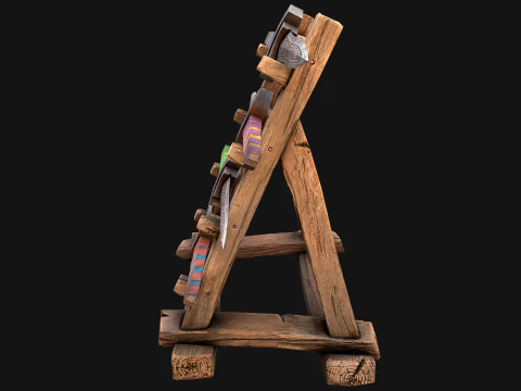 Set di armature per mobili medievali, porta armi, pugnale, coltello, spada Modello 3D