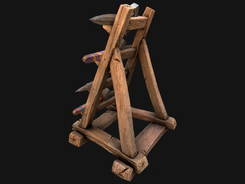 Set di armature per mobili medievali, porta armi, pugnale, coltello, spada Modello 3D