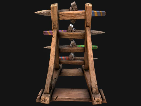 Set di armature per mobili medievali, porta armi, pugnale, coltello, spada Modello 3D