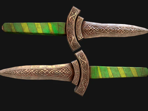 Medieval Wooden Dagger Knife Sword Weapon Set 3D Model