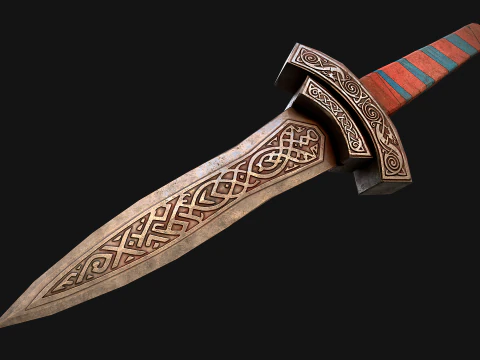 Medieval Wooden Dagger Knife Sword Weapon Set 3D Model