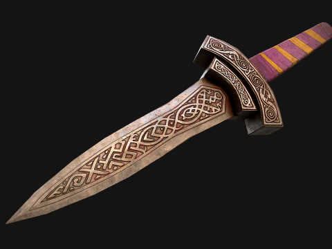 Medieval Wooden Dagger Knife Sword Weapon Set 3D Model