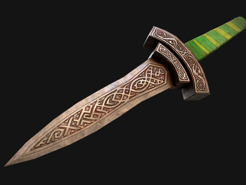 Medieval Wooden Dagger Knife Sword Weapon Set 3D Model