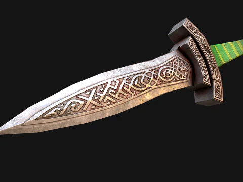 Medieval Wooden Dagger Knife Sword Weapon Set 3D Model