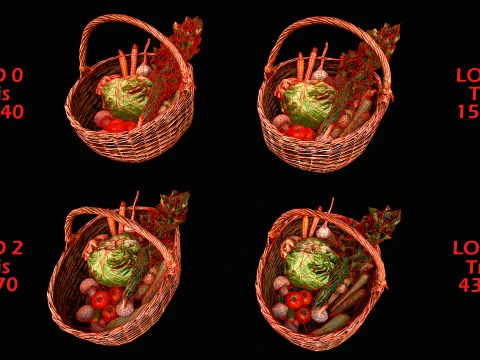 Medieval Market Stalls Tent Bazaar Food Vegetables Fruits Pack 3D Model