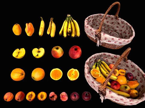 Medieval Market Stalls Tent Bazaar Food Vegetables Fruits Pack 3D Model