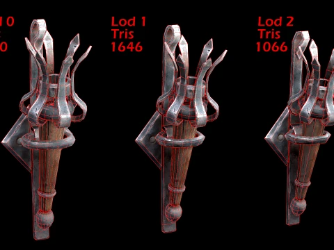 Torch and Candles Castle Dungeon Lighting Furniture Set 3D Model