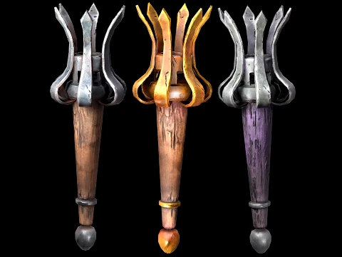 Torch and Candles Castle Dungeon Lighting Furniture Set 3D Model
