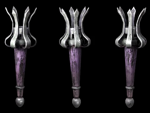 Torch and Candles Castle Dungeon Lighting Furniture Set 3D Model