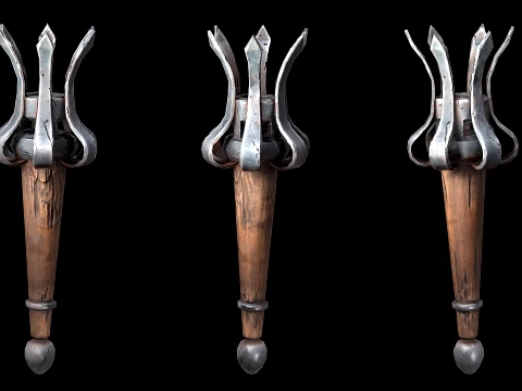 Torch and Candles Castle Dungeon Lighting Furniture Set 3D Model