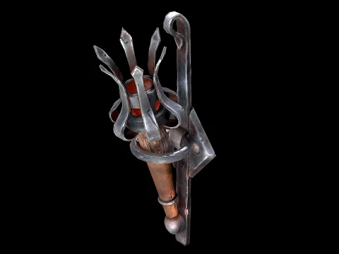 Torch and Candles Castle Dungeon Lighting Furniture Set 3D Model