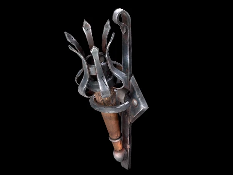 Torch and Candles Castle Dungeon Lighting Furniture Set 3D Model